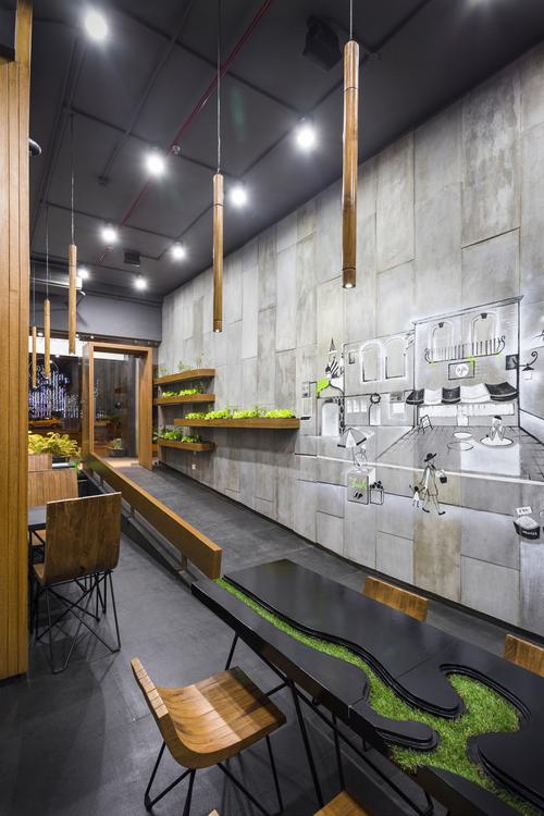 快餐店装修设计效果图免费-40平方快餐店装修？